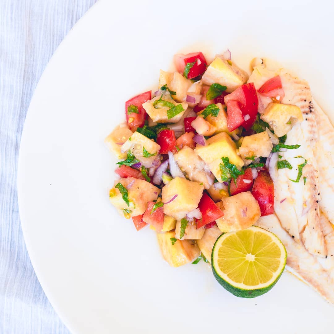 Feijoa Salsa with Pan Fried Fish - Twisted Citrus
