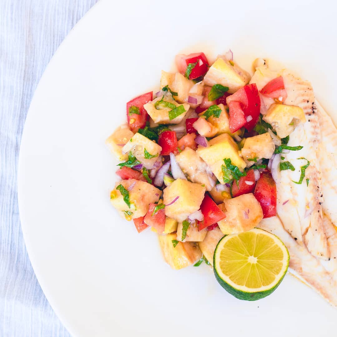 Pan Fried Lemon Sole with Feijoa Salsa